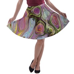 Retro Background Colorful Hippie A-line Skater Skirt