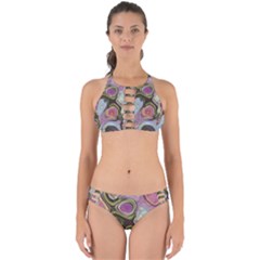 Retro Background Colorful Hippie Perfectly Cut Out Bikini Set