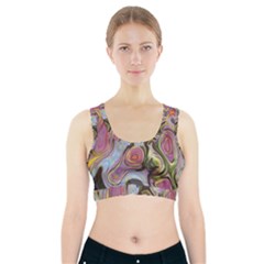 Retro Background Colorful Hippie Sports Bra With Pocket