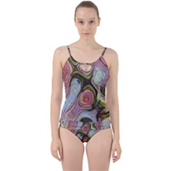 Retro Background Colorful Hippie Cut Out Top Tankini Set