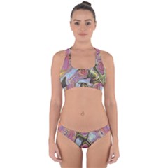 Retro Background Colorful Hippie Cross Back Hipster Bikini Set