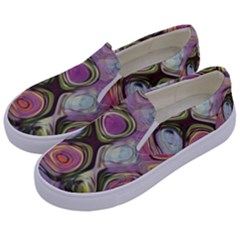 Retro Background Colorful Hippie Kids  Canvas Slip Ons