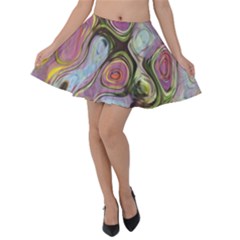 Retro Background Colorful Hippie Velvet Skater Skirt