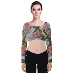 Retro Background Colorful Hippie Velvet Crop Top