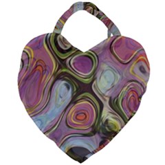 Retro Background Colorful Hippie Giant Heart Shaped Tote