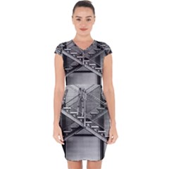 Architecture Stairs Steel Abstract Capsleeve Drawstring Dress  by Sapixe