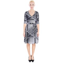 Architecture Stairs Steel Abstract Wrap Up Cocktail Dress