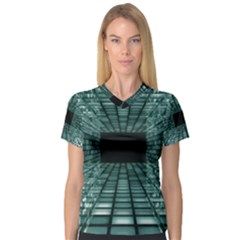 Abstract Perspective Background V-neck Sport Mesh Tee