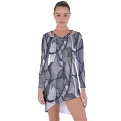 Abstract Black And White Background Asymmetric Cut-out Shift Dress by Sapixe
