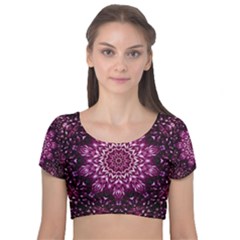 Background Abstract Texture Pattern Velvet Short Sleeve Crop Top  by Sapixe