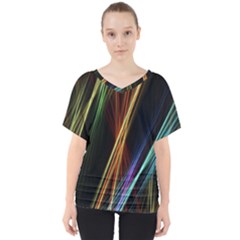 Lines Rays Background Light V-neck Dolman Drape Top by Sapixe