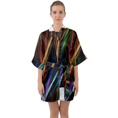 Lines Rays Background Light Quarter Sleeve Kimono Robe