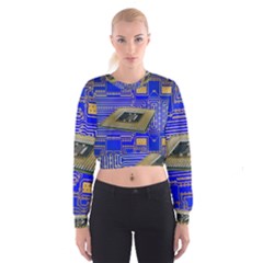 Processor Cpu Board Circuits Cropped Sweatshirt