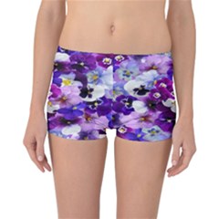 Graphic Background Pansy Easter Reversible Boyleg Bikini Bottoms