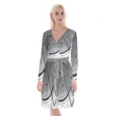 Graphic Design Background Long Sleeve Velvet Front Wrap Dress