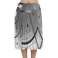 Graphic Design Background Velvet Flared Midi Skirt