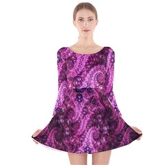 Fractal Art Digital Art Long Sleeve Velvet Skater Dress by Sapixe