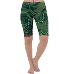 Board Computer Chip Data Processing Cropped Leggings  by Sapixe