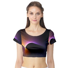 Star Graphic Rays Movement Pattern Short Sleeve Crop Top