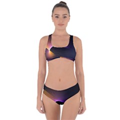 Star Graphic Rays Movement Pattern Criss Cross Bikini Set by Sapixe