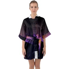 Star Graphic Rays Movement Pattern Quarter Sleeve Kimono Robe
