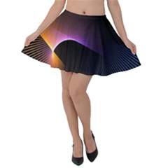 Star Graphic Rays Movement Pattern Velvet Skater Skirt