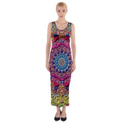Background Fractals Surreal Design Fitted Maxi Dress
