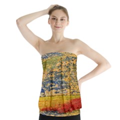 The Framework Drawing Color Texture Strapless Top by Sapixe