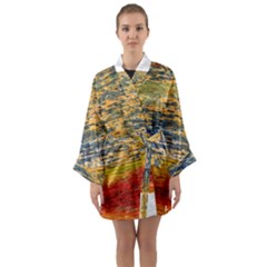 The Framework Drawing Color Texture Long Sleeve Kimono Robe