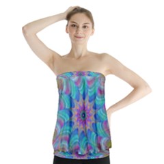 Fractal Curve Decor Twist Twirl Strapless Top by Sapixe