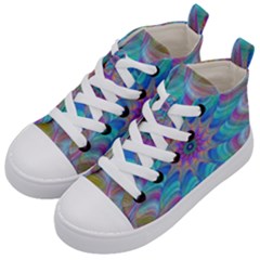 Fractal Curve Decor Twist Twirl Kid s Mid-top Canvas Sneakers by Sapixe