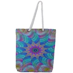 Fractal Curve Decor Twist Twirl Full Print Rope Handle Tote (large) by Sapixe