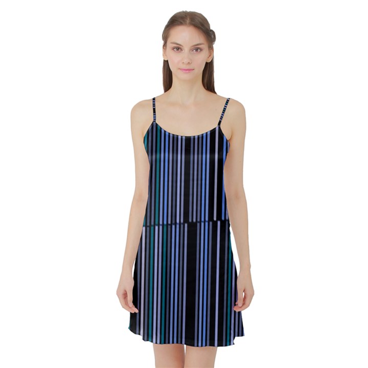 Shades of Blue Stripes Striped Pattern Satin Night Slip