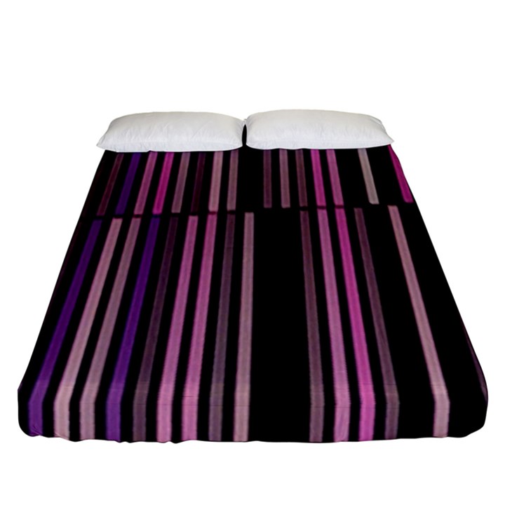 Shades of Pink and Black Striped Pattern Fitted Sheet (Queen Size)