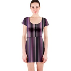Shades Of Pink And Black Striped Pattern Short Sleeve Bodycon Dress by yoursparklingshop