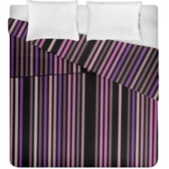 Shades Of Pink And Black Striped Pattern Duvet Cover Double Side (king Size) by yoursparklingshop