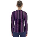 Shades of Pink and Black Striped Pattern V-Neck Long Sleeve Top View2