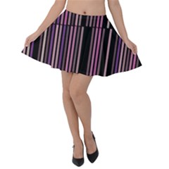 Shades Of Pink And Black Striped Pattern Velvet Skater Skirt by yoursparklingshop