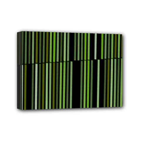 Shades Of Green Stripes Striped Pattern Mini Canvas 7  X 5  by yoursparklingshop