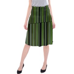 Shades Of Green Stripes Striped Pattern Midi Beach Skirt by yoursparklingshop