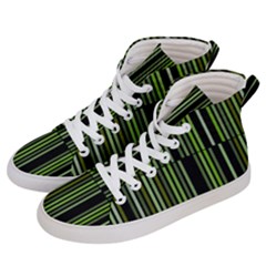 Shades Of Green Stripes Striped Pattern Men s Hi-top Skate Sneakers by yoursparklingshop