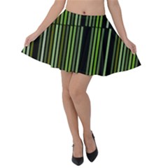 Shades Of Green Stripes Striped Pattern Velvet Skater Skirt by yoursparklingshop