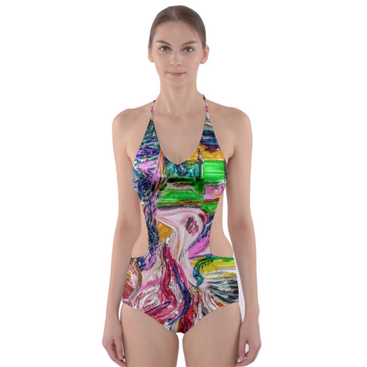 Budha Denied The Shine Of The World Cut-Out One Piece Swimsuit