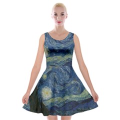 The Starry Night  Velvet Skater Dress by Valentinaart