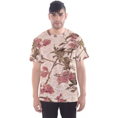 Textured Vintage Floral Design Men s Sports Mesh Tee