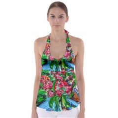 Paint, Flowers And Book Babydoll Tankini Top