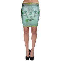 Music, Decorative Clef With Floral Elements Bodycon Skirt by FantasyWorld7