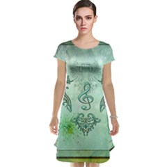 Music, Decorative Clef With Floral Elements Cap Sleeve Nightdress by FantasyWorld7