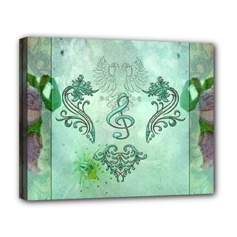 Music, Decorative Clef With Floral Elements Deluxe Canvas 20  X 16   by FantasyWorld7