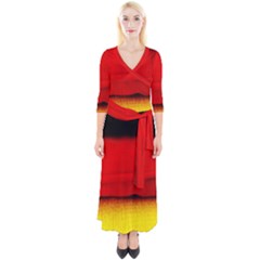 Colors And Fabrics 7 Quarter Sleeve Wrap Maxi Dress
